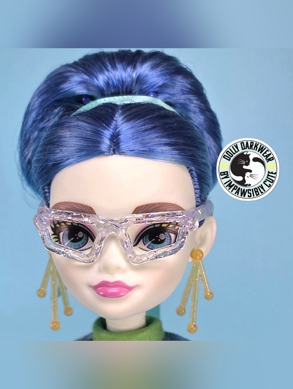 For Monster High G3 Doll- Clear Glitter Vintage Style Glasses